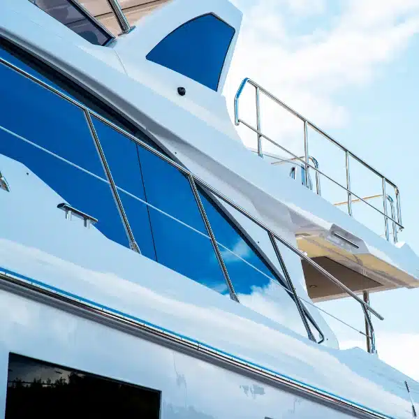 large boat deck showing newly tinted windows