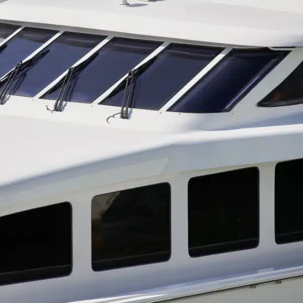 large boat with newly tinted windows